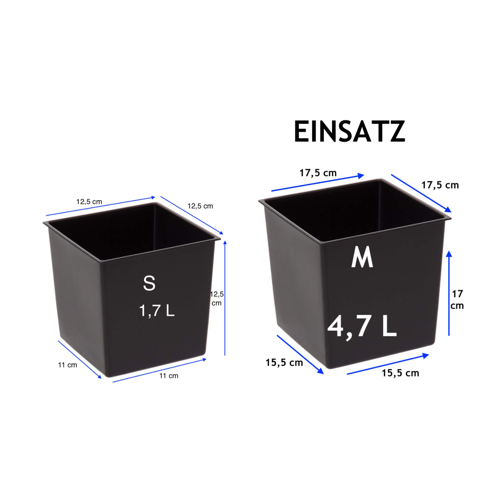 Blumenkübel Hochglanz Eckig Einsatz Blumentopf Pflanztopf 3 Farben 6