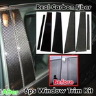 6x Real Carbon Fiber Window Pillar Panel Cover Fits 03-09 W211 E63 E55 E350 E500