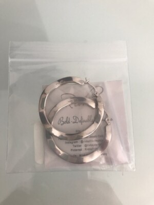 RIVKA FRIEDMAN Rhodium Clad Brass Polished Wavy Hoop Earrings $90 MSRP NEW