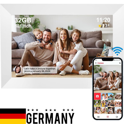 Frameo 10,1 Zoll Digitaler Bilderrahmen WLAN IPS Touchscreen Foto Rahmen 32GB