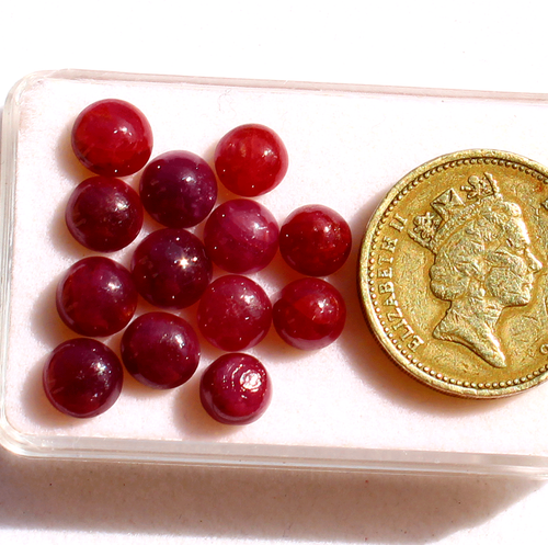 13 Pcs Natural Ruby Kenya Mines Top Quality 7MM Round Cabochon Loose Gemstones - Picture 2 of 13