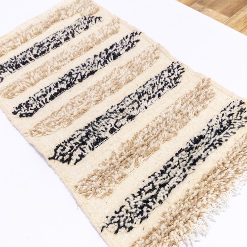 Berber Rug Small Brown Black Moroccan Rug 2x3 Handmade wool Bathroom Nursery Rug - Picture 4 of 9