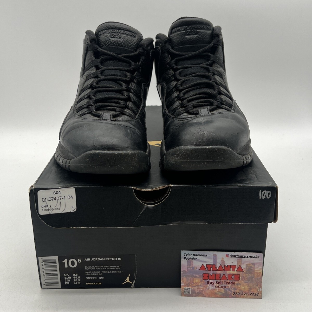 Size 10.5 - Air Jordan 10 Retro NYC Black Leather Yellow (310805