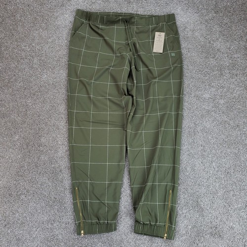 Albion Pants Womens XXL Sage Green Windowpane Jetsetters Jogger Pant New