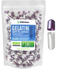 Size 0 Purple Pearl/White Pearl Empty Gelatin Capsules Kosher Gelcaps