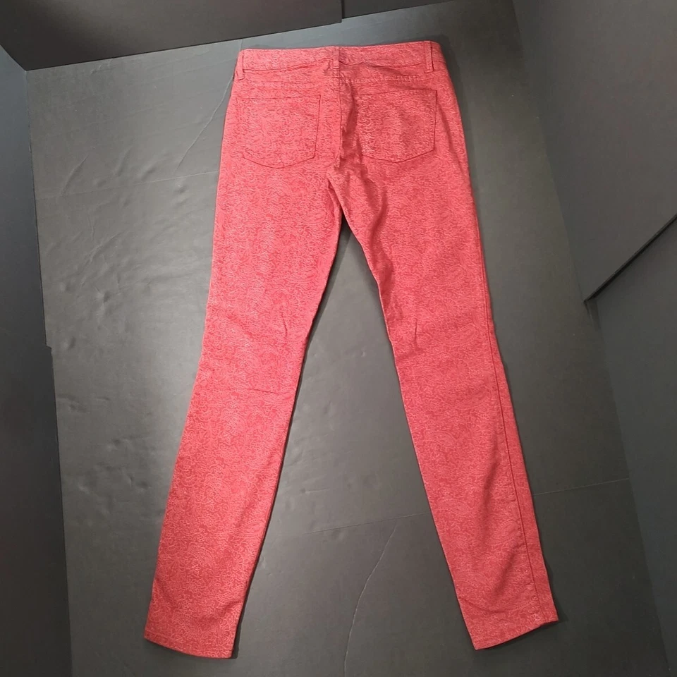 Rich & Skinny 30" 红色佩斯利斜纹布修身紧身九分裤女式尺码 28  Foto 3 de 4