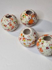 Green and Orange Speckled Ceramic Beads Macrame Craft Projects set of 4