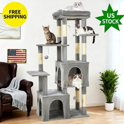 Cat Tree, Large Cat Tower with Sisal Scratching Posts, 2 Spacious Cat Inch 61.4