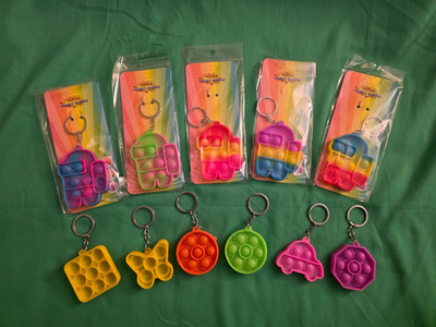 Pop Toy Colorful Fidget Keychain Lot of 2 Fun Sensory Stress Gift Party Favor