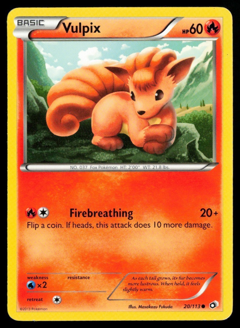 2013 Black & White - Legendary Treasures Vulpix #20 Non Holo Pokemon Card