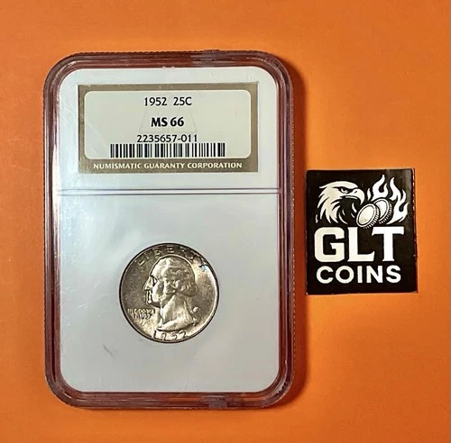 1952 25 Cent Washington Quarter NGC MS-66 – Stunning Silver Certified Coin