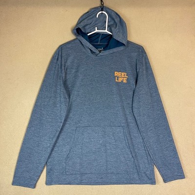 Reel Life Paddle Club Hoodie Fishing Long Sleeve Pullover Blue Large