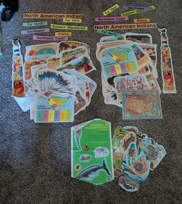 Vintage FRANK SCHAFFER Bulletin Board North American Indians Set 2 + Judy Animal