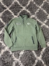 Iowa Hawkeyes Jacket Men?s Medium Olive Green 1/4 Snap Button Pullover 
