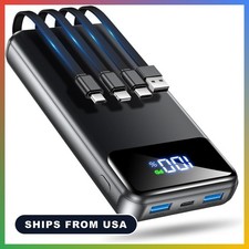 Power Bank Portable Charger 50000mAh Built In Cables Fast Charging Multi Device