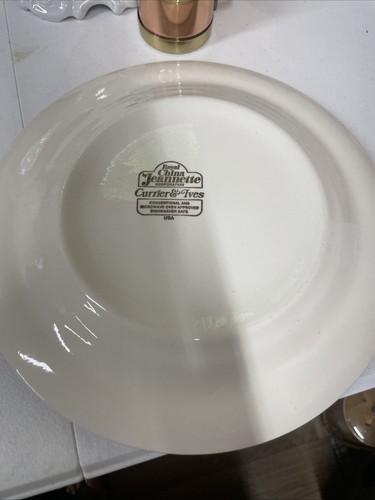 3er Set Currier und Ives 10" Essteller - Royal China Jeannette - Made in USA - Bild 8 von 13