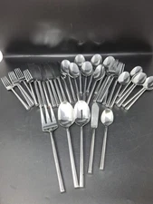 Hexagonal Handle Glossy  Stainless China Flatware  36 Piece