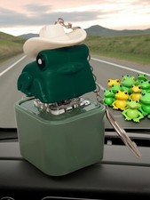 Frog Croaking Fidget Toy with White Cowboy Hat Keychain Rechargeable