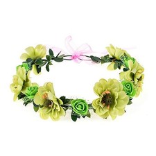 Women's Bohemian Rose Flower Wreath Adjustable Ribbon Bridesmaid Crown Weddin...
