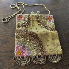 ANTIQUE ART DECO BEADED HAND BAG -1940 s