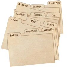 Chunful 12 Pcs Labeled Recipe Cards Dividers Real Wood Recipe Dividers 4" x 6...