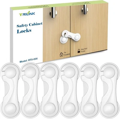 TRILINK Cupboard Locks for Children 6 Pack, Baby Proof Child Safety Cupboard Lo