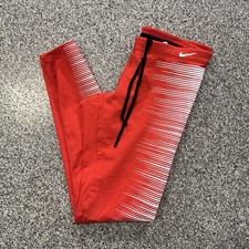 Nike Dri Fit Flash Running Tights Womens M Reflective Red 28.5” 618292-660