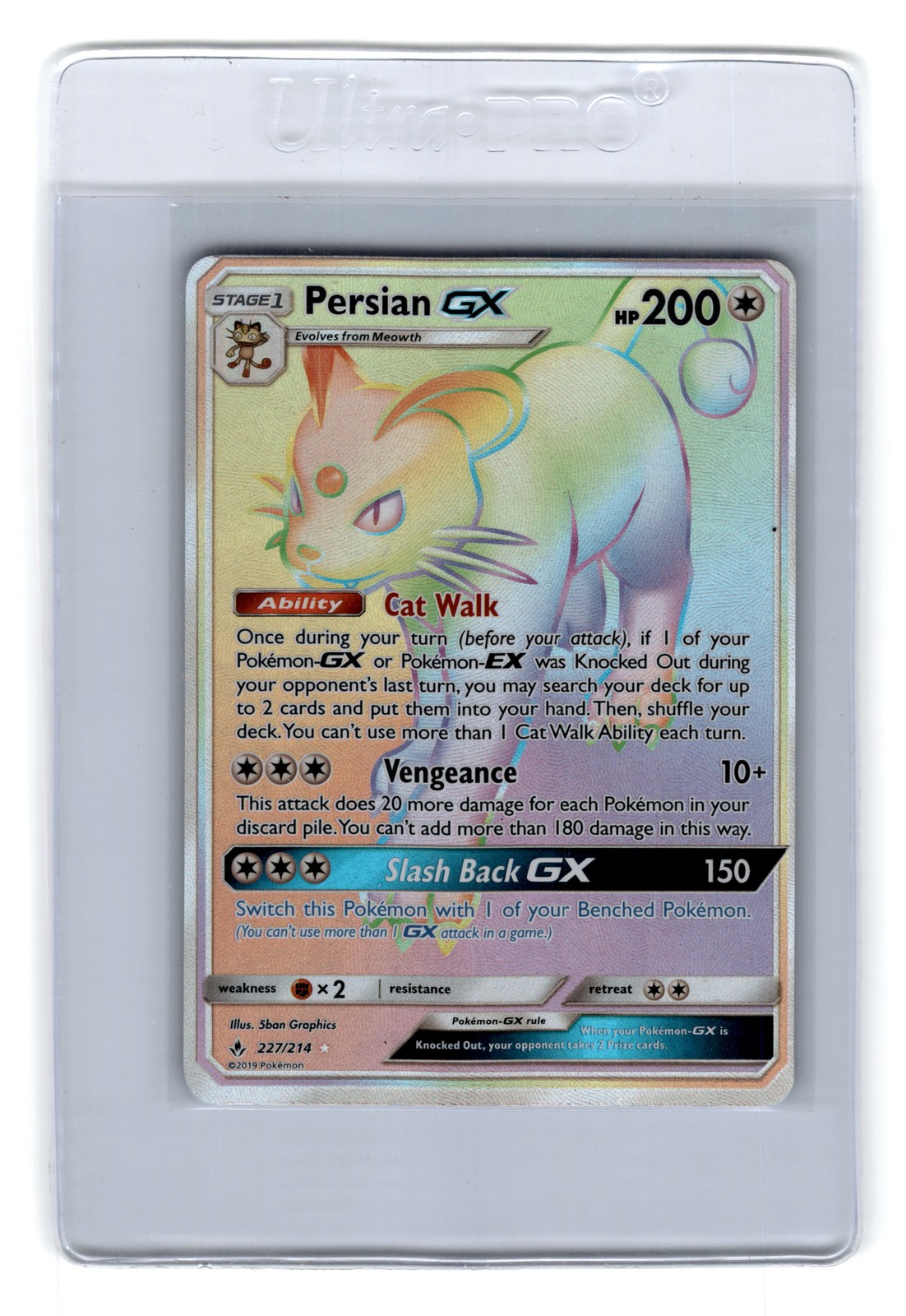 SM - Unbroken Bonds #227/214 Persian GX (Secret)