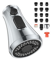 Universal Polished Chrome Kitchen Faucet Head Replacement, 3 Function ABS Sin...