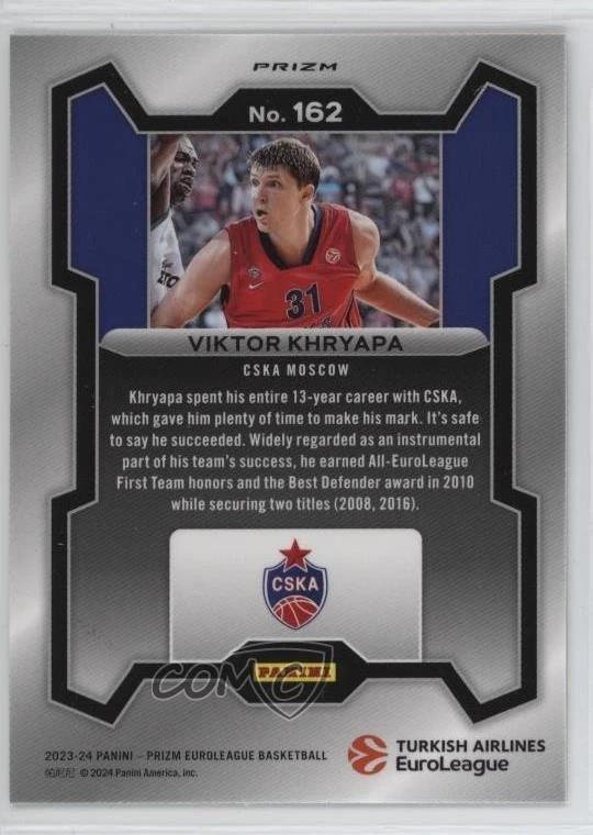 2023-24 Panini Prizm Turkish Airlines EuroLeague Silver Victor Khryapa #162 - Image 2 of 2