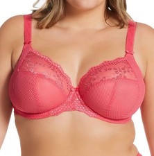 Elomi Womens Bra 44DD Charley Underwire Stretch Lace Plunge EL4382 Honeysuckle