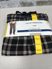 Lucky Brand Cloud Soft Men's Medium Sleep Fleece Pant, Button Fly, Side Pockets