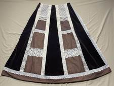 VTG 70s Carefree Fashions Cottage Prairie Velvet Lace Floral Long Maxi Skirt