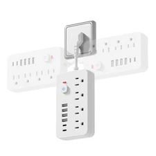 Surge Protector Power Strip - Short Extension Cord with 4 AC Outlets 6 USB Po...