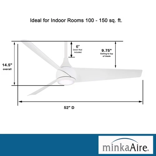 Minka Aire Twist 52" Ceiling Fan - Flat White 3-Blade Remote Control - Picture 3 of 5