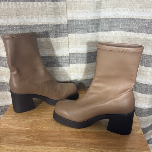 Call It Spring Shauna Tan Mid Calf Boots Size 9 - Picture 6 of 9