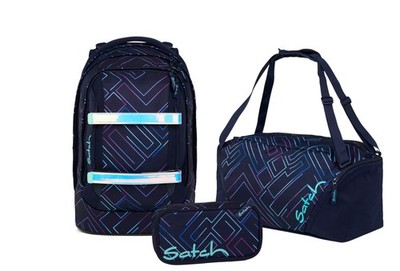Satch Schulrucksack-Set PACK Purple Laser 3-teilg, Kollektion 2025