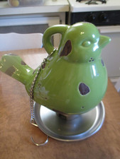 Ceramic Hanging Green Distressed Bird Feeder 11 x 10