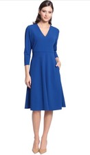 Maggy London Women's short sleeve  fit and Scuba Crepe Pleat Tuck Waist Dress