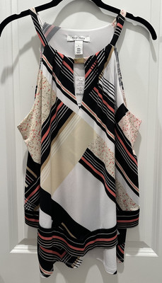 NWT, White House Black Market Sleeveless Top, Lg, Multi Color, Geometric Print