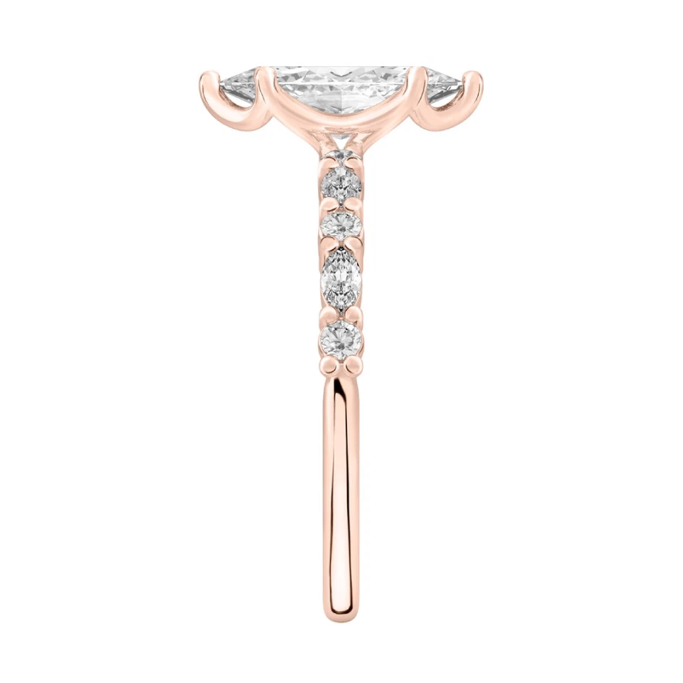 Engagement Rose Gold Ring Diamond Lab Grown Marquise 1.4 Carat IGI Certified 14k - Image 3 of 4