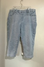 Terra  Sky Plus Size 2X 20W-22W Pull on Stretch Denim Capri Jean Jeggings Blue