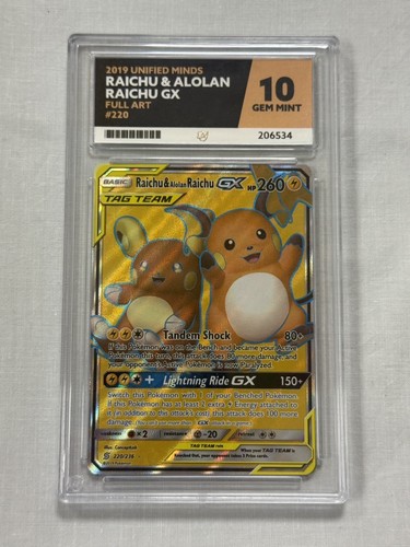 Raichu & Alolan Raichu-GX graded ACE 10 for sale on eBay