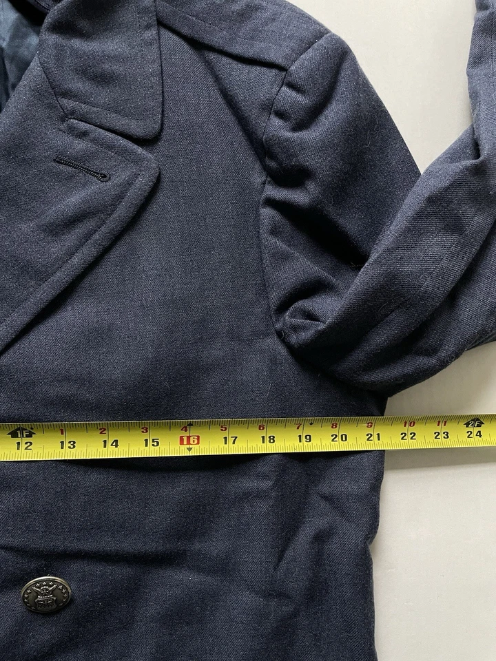 复古美国空军空军军用大衣男式羊毛 35L 蓝色 Serge Pembroke — 第 3/4 张图片