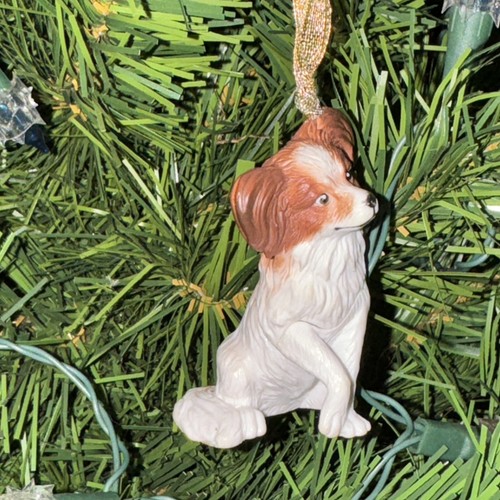 RARE 2011 TBD PAPILLON DOG FIGURE BROWN WHITE HTF CUSTOM MADE CHRISTMAS ORNAMENT - Picture 6 of 10