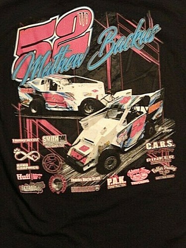 2pc Gildan Dryblend Tee Shirts, Matthew Backus # 52 Racing, 1 XL & 1 Med Clean - Picture 7 of 9