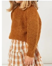 Rylee Cru Girls Balloon Wool Sweater 6 7 Camel Brown