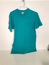 Vintage BVD Single Stitch 50/50 Pocket T Shirt Large Teal Blue USA Made mens