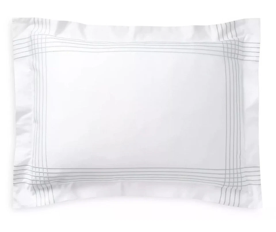 NWT Ralph Lauren Organic Cotton Standard Sham Blue Stripe Embroidered Sateen - Image 2 of 4