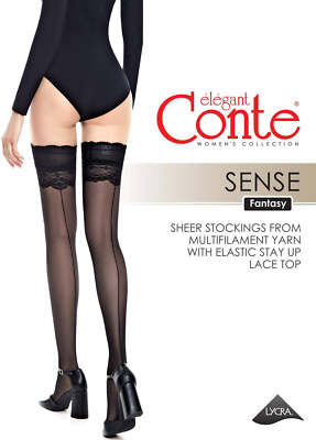 Conte Fantasy Stockings Conte Sense - Silicone Lace Top with Back Seam Imitation